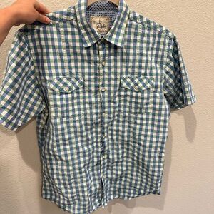 Short-Sleeve Button-Down Shirt in Blue & Green Check by Diesel